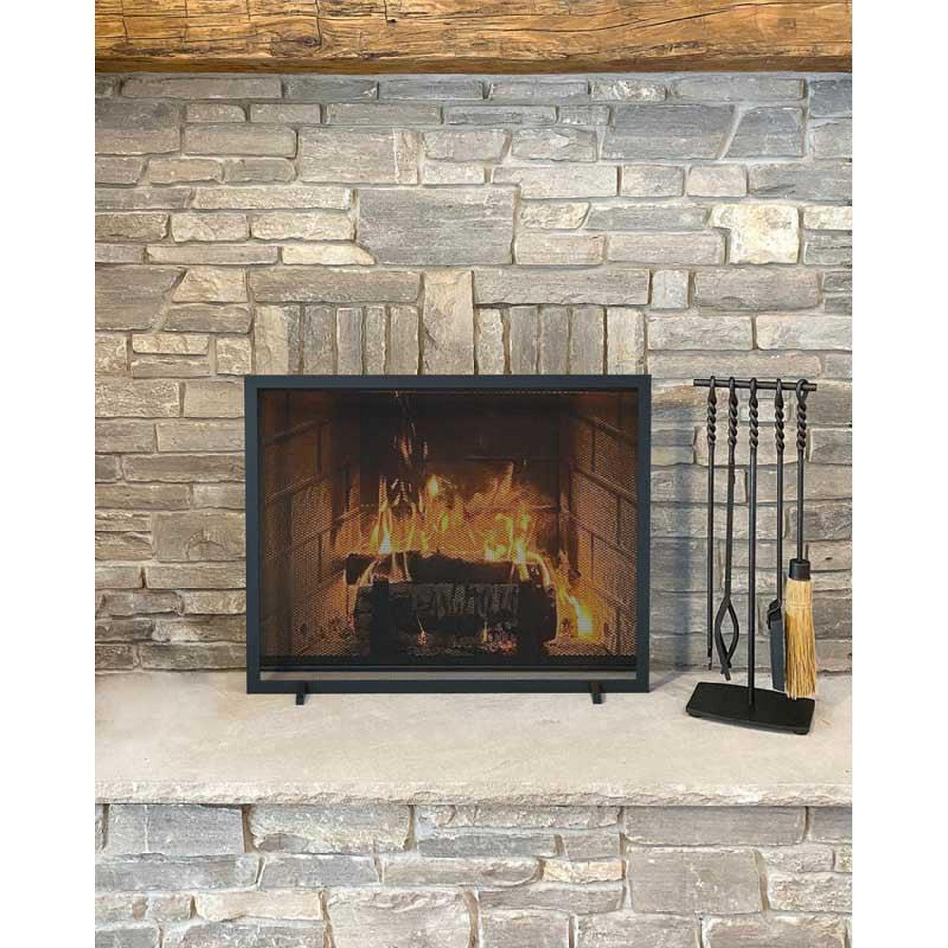 Pilgrim 39" Matte Black Urban Single Panel Mesh Screen
