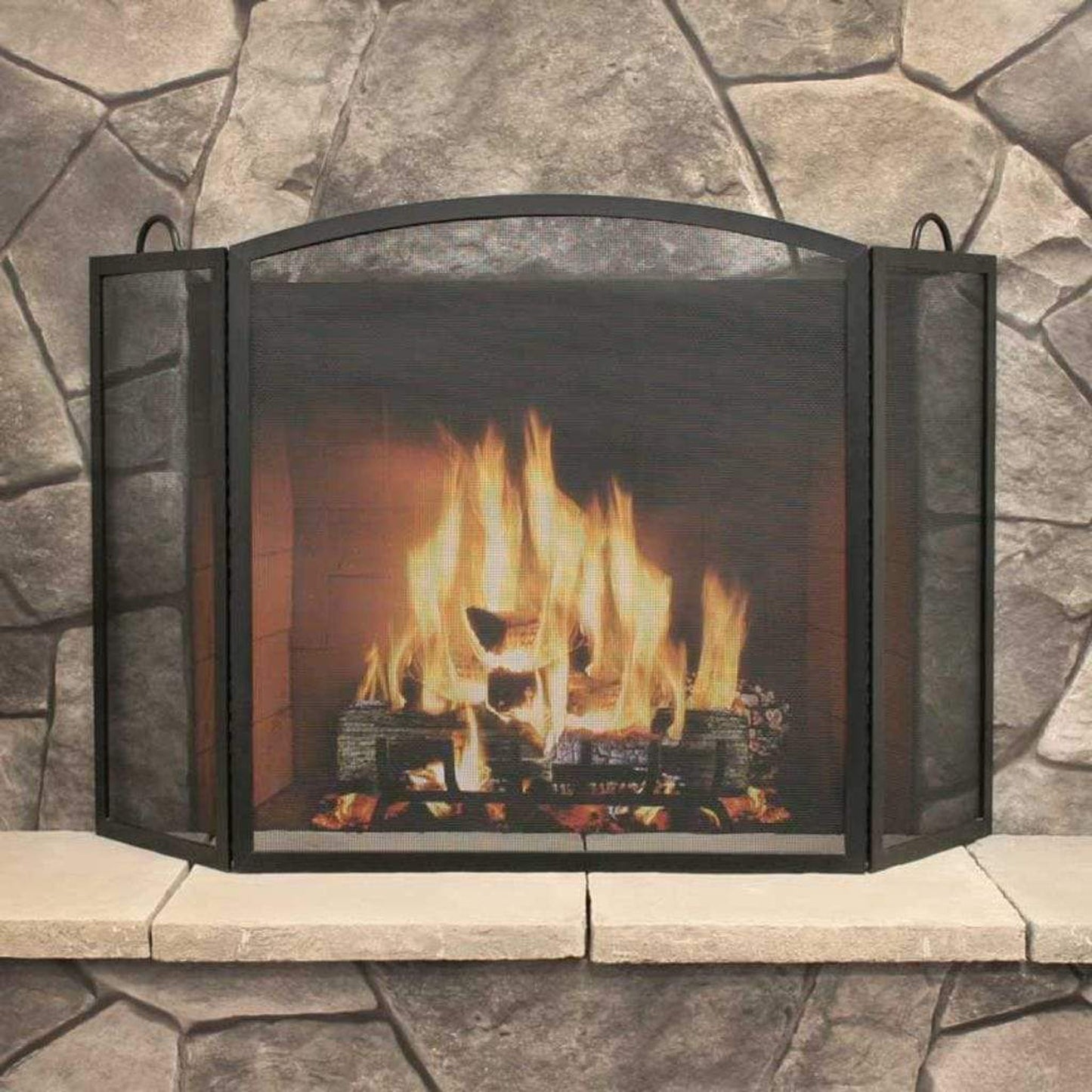 Pilgrim 45″ x 29″ Matte Black 3-Panel Full Arch Folding Screen