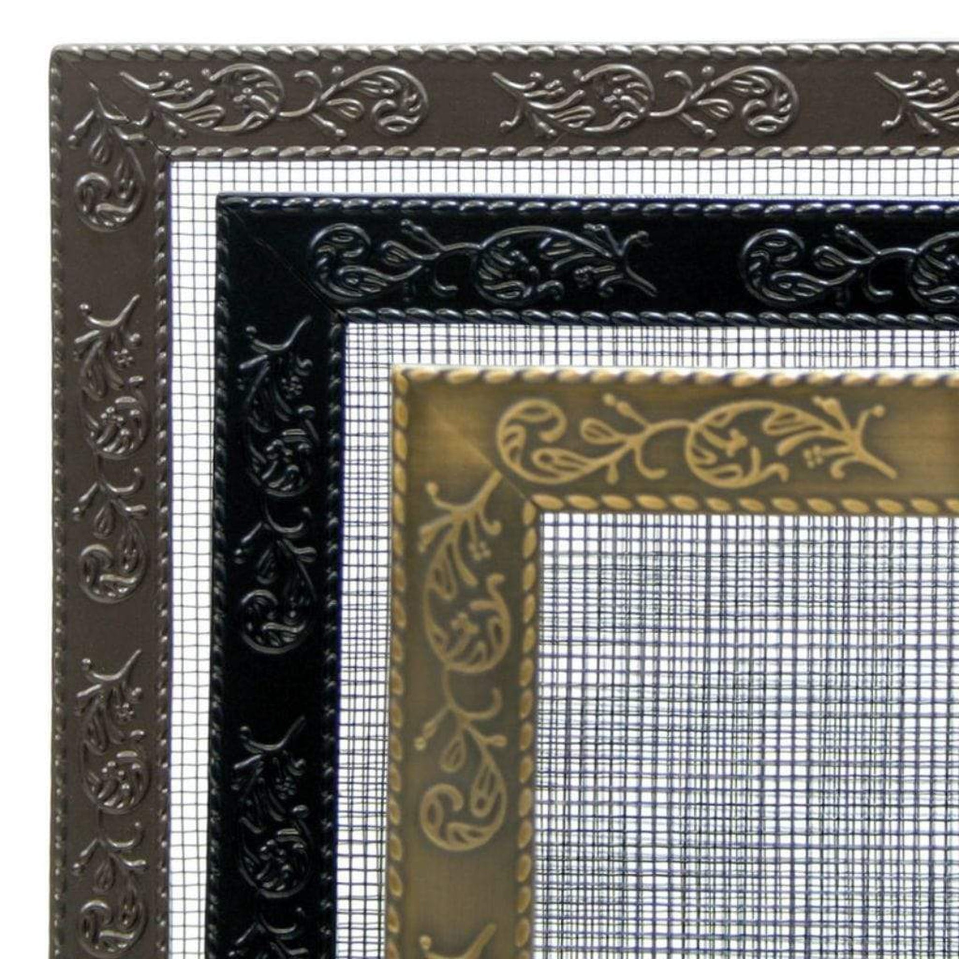 Pilgrim 49" Black Bay Branch Embossed Tri-Panel Screen