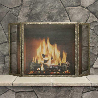 Pilgrim 49" Matte Black Ballard Embossed Tri-Panel Screen