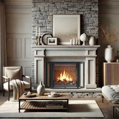 Pilgrim 50" Black Floating Glass Tri-Panel Screen