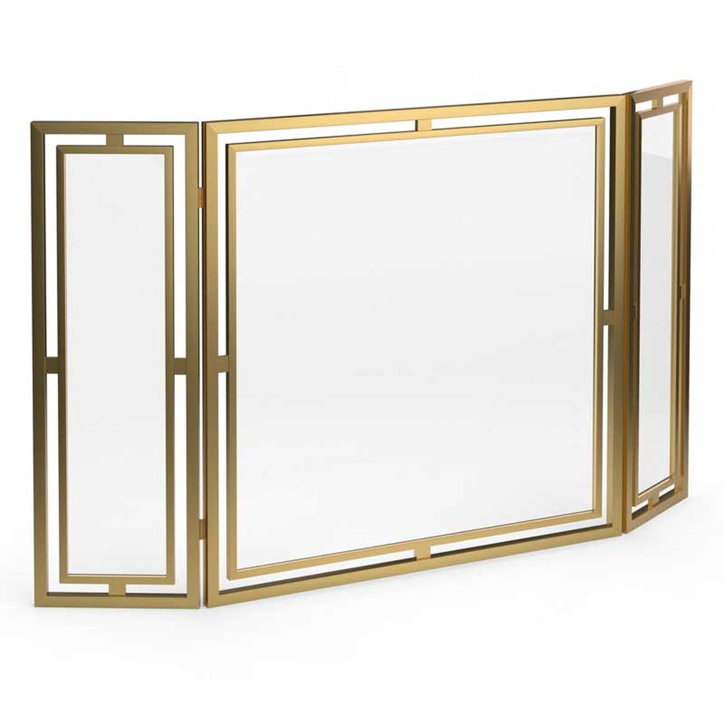Pilgrim 50" Burnished Brass Floating Glass Tri-Panel Screen
