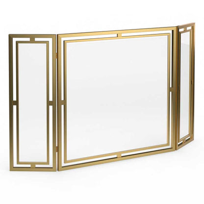 Pilgrim 50" Burnished Brass Floating Glass Tri-Panel Screen