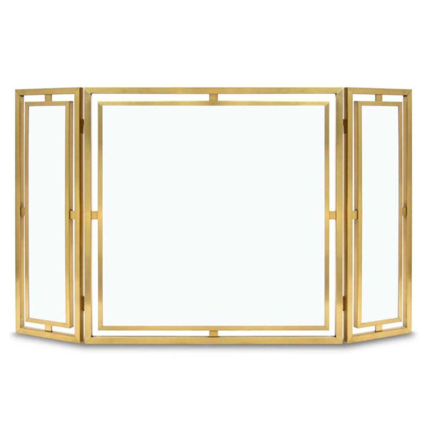 Pilgrim 50" Burnished Brass Floating Glass Tri-Panel Screen
