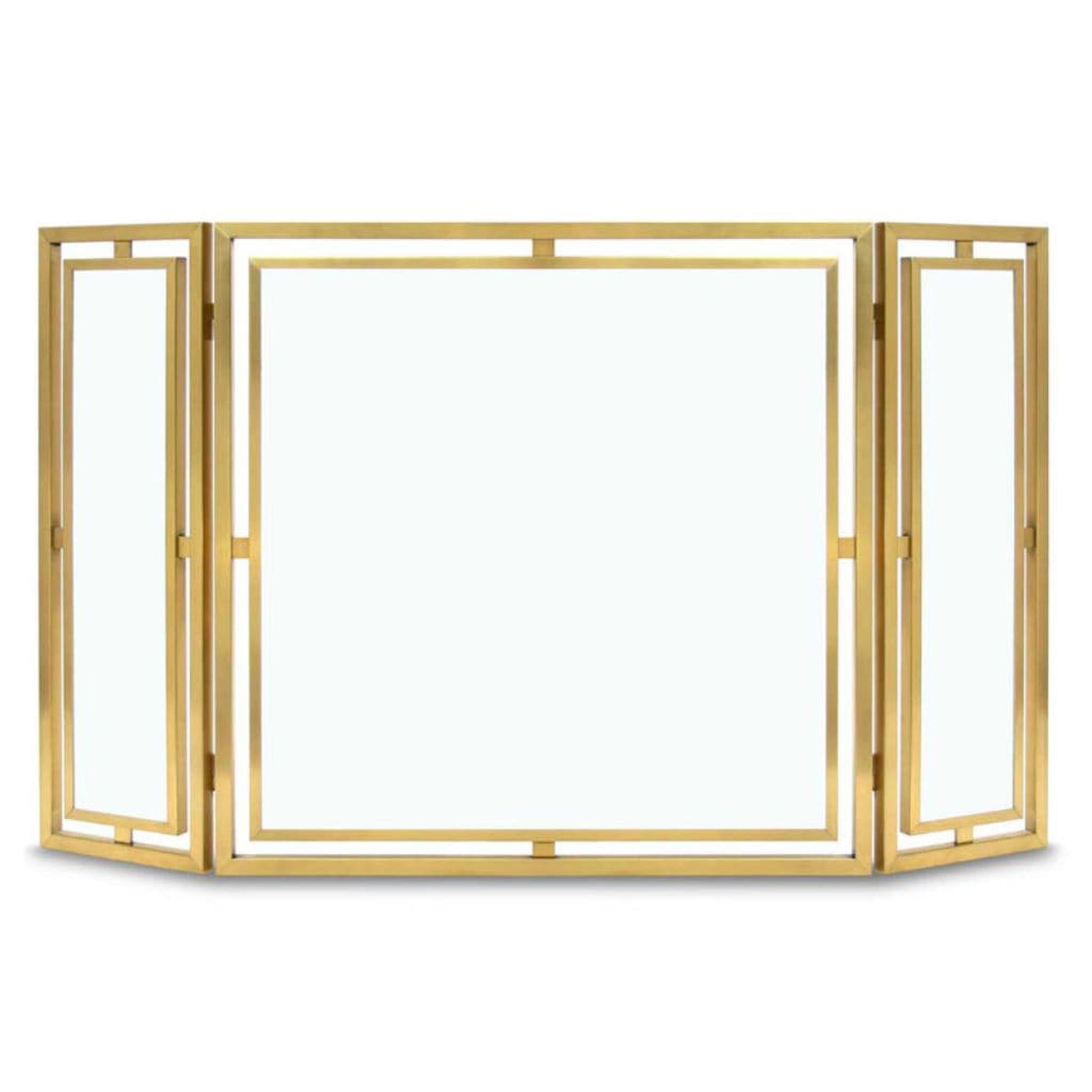 Pilgrim 50" Burnished Brass Floating Glass Tri-Panel Screen