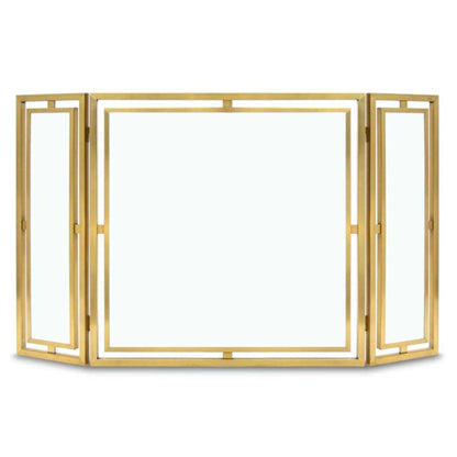 Pilgrim 50" Burnished Brass Floating Glass Tri-Panel Screen
