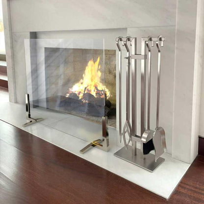 Pilgrim Axton 39" Satin Nickel Glass Screen