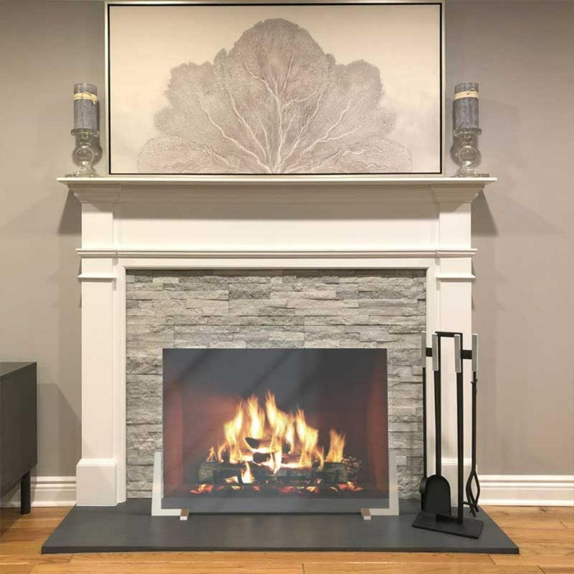 Pilgrim Axton 39" Satin Nickel Glass Screen