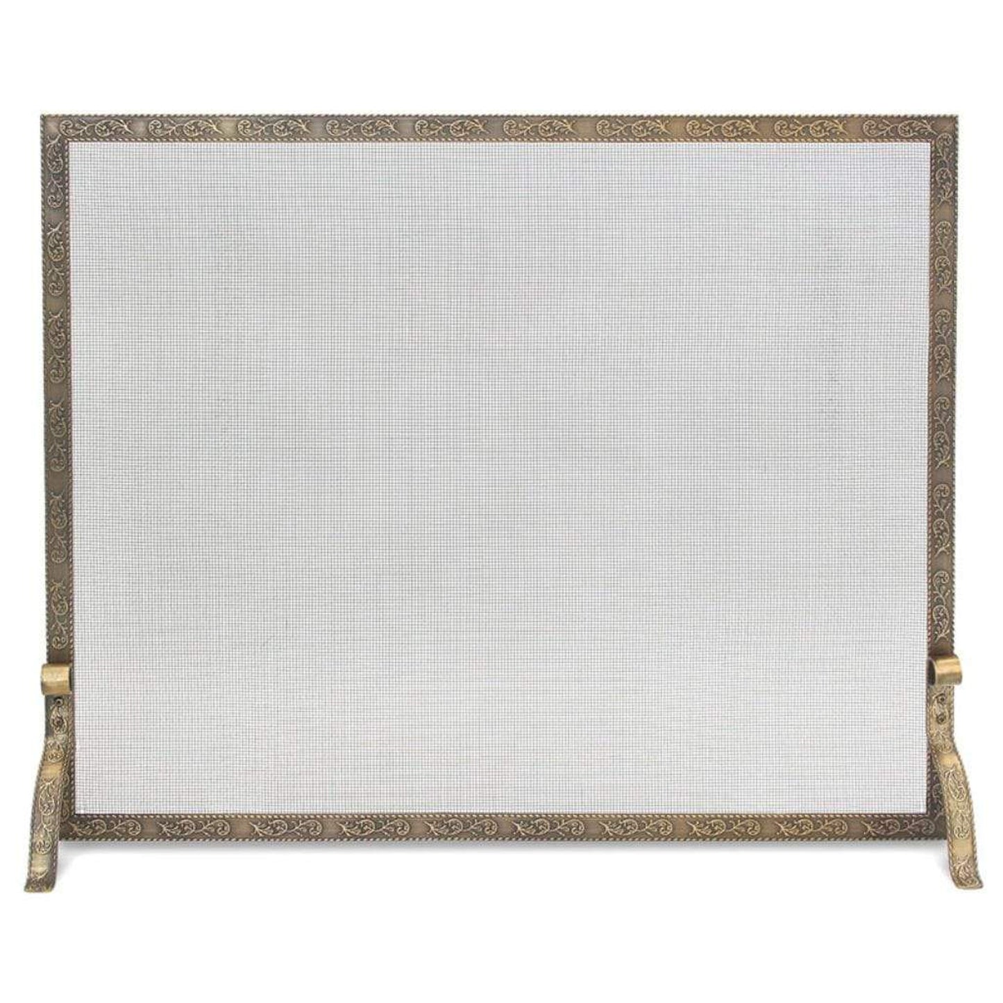 Pilgrim Bay Branch Embossed 39" Antique Brass Single-Panel Screen