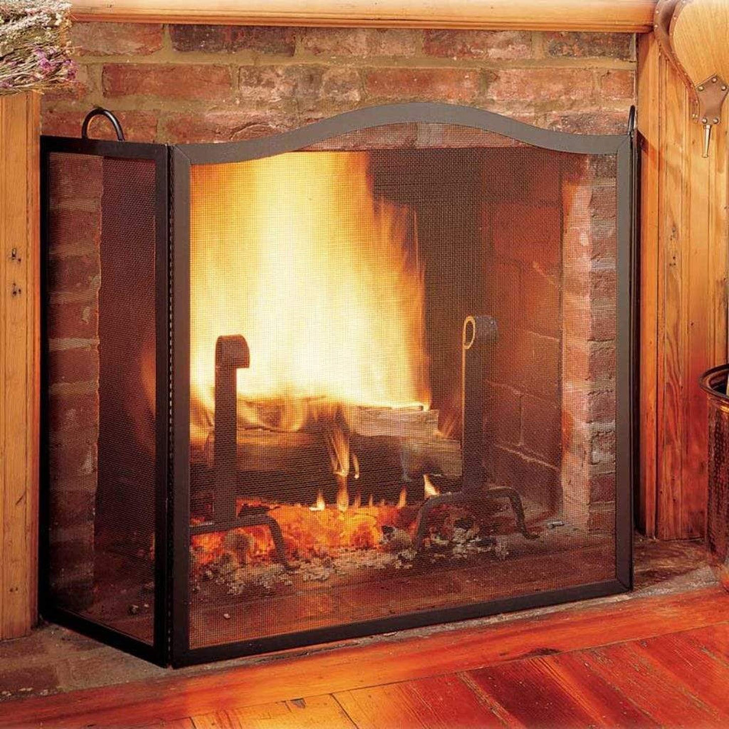 Pilgrim Camelback 45" x 33" Matte Black Arch Three-Panel Screen