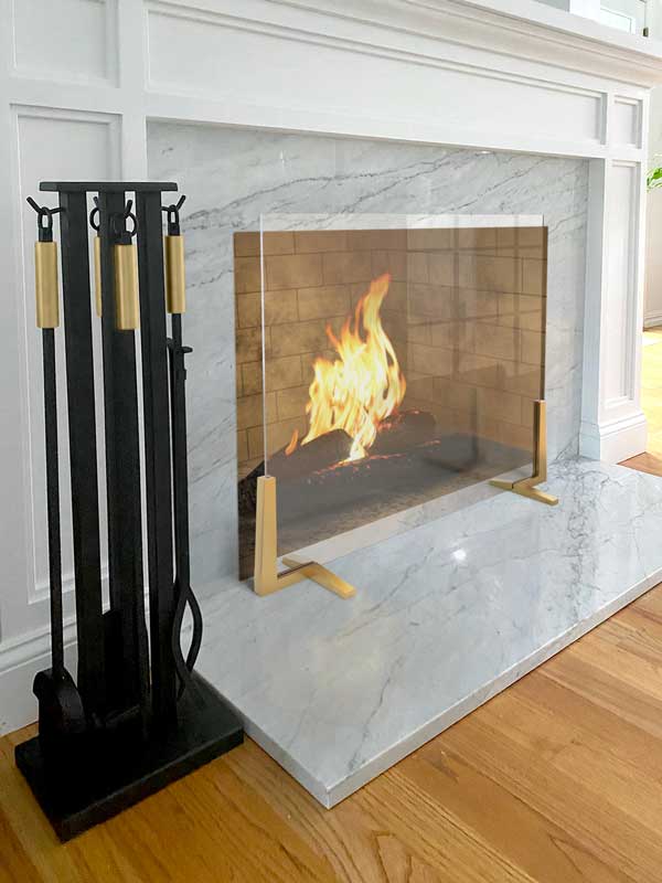 Pilgrim Contemporary 32" Matte Black 4-Piece Tool Set With Brass Handles