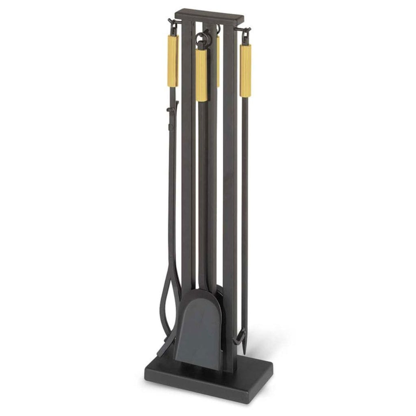 Pilgrim Contemporary 32" Matte Black 4-Piece Tool Set With Brass Handles