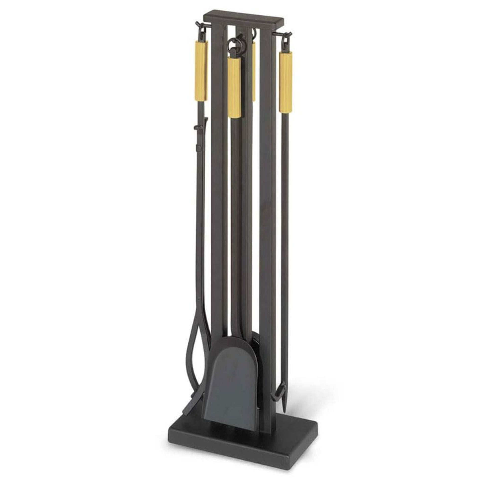 Pilgrim Contemporary 32" Matte Black 4-Piece Tool Set With Brass Handles
