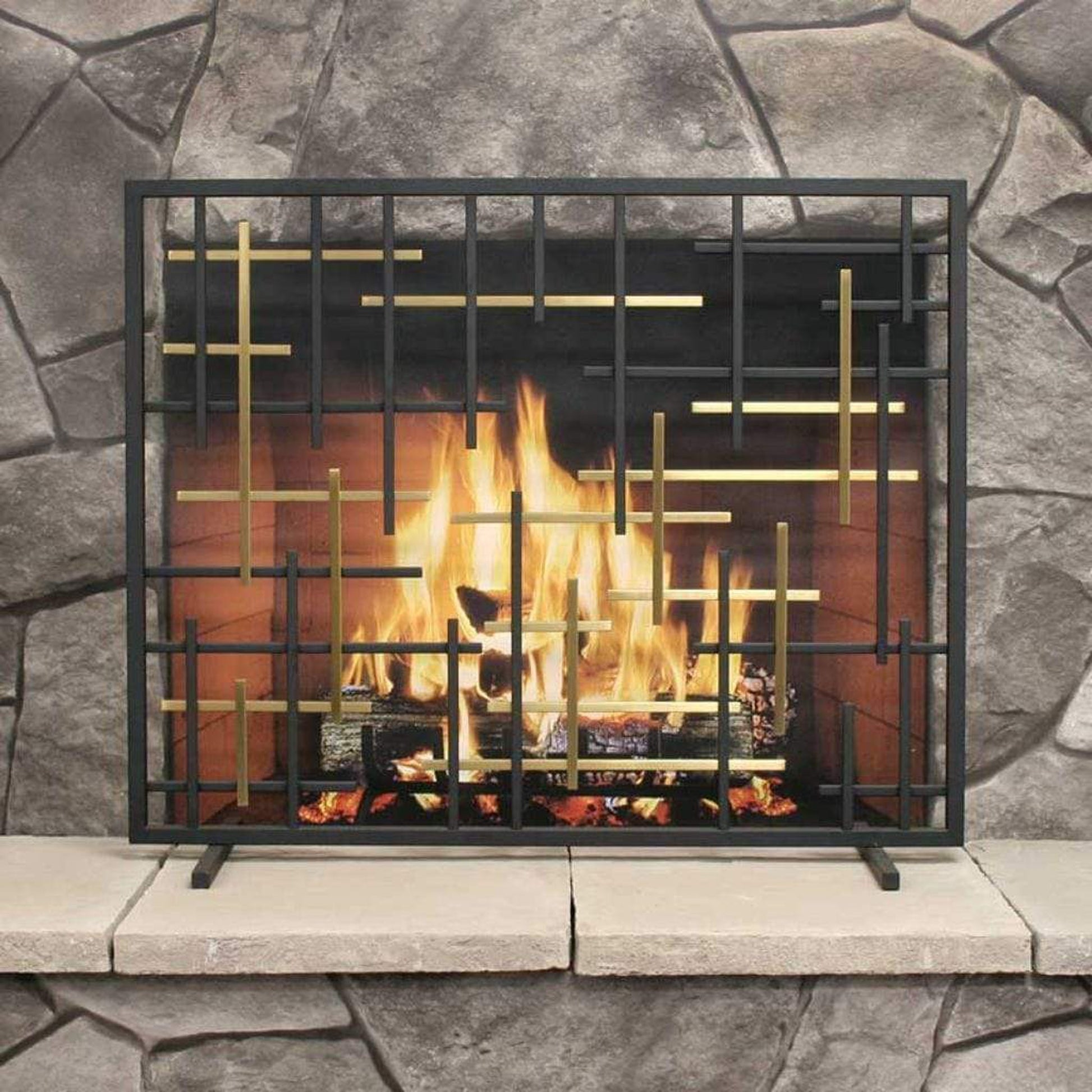 Pilgrim Contemporary 39" Black Brass Summer Screen Without Mesh