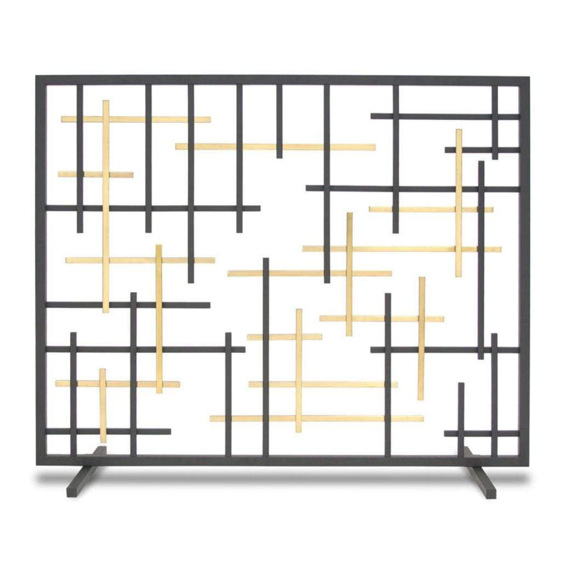 Pilgrim Contemporary 39" Black Brass Summer Screen Without Mesh
