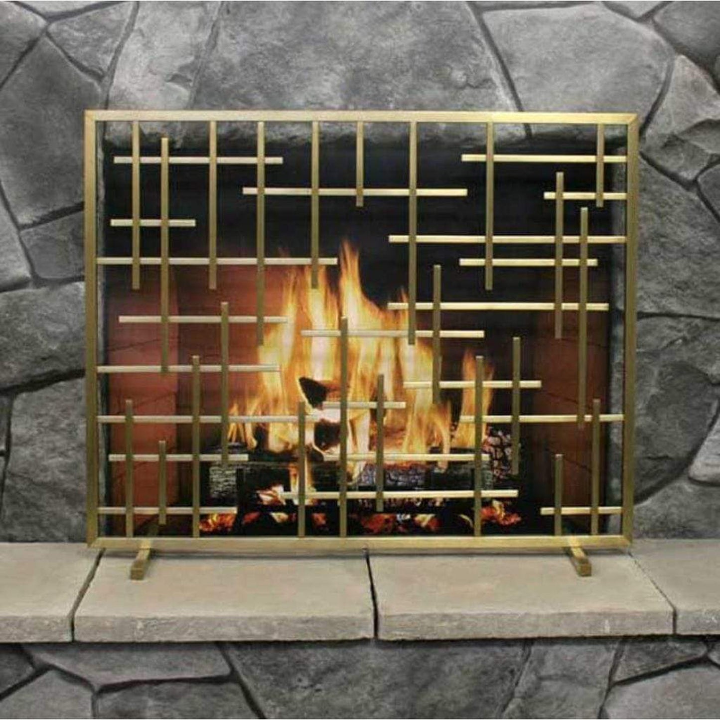 Pilgrim Contemporary 39" Burnished Brass Summer Screen Without Mesh