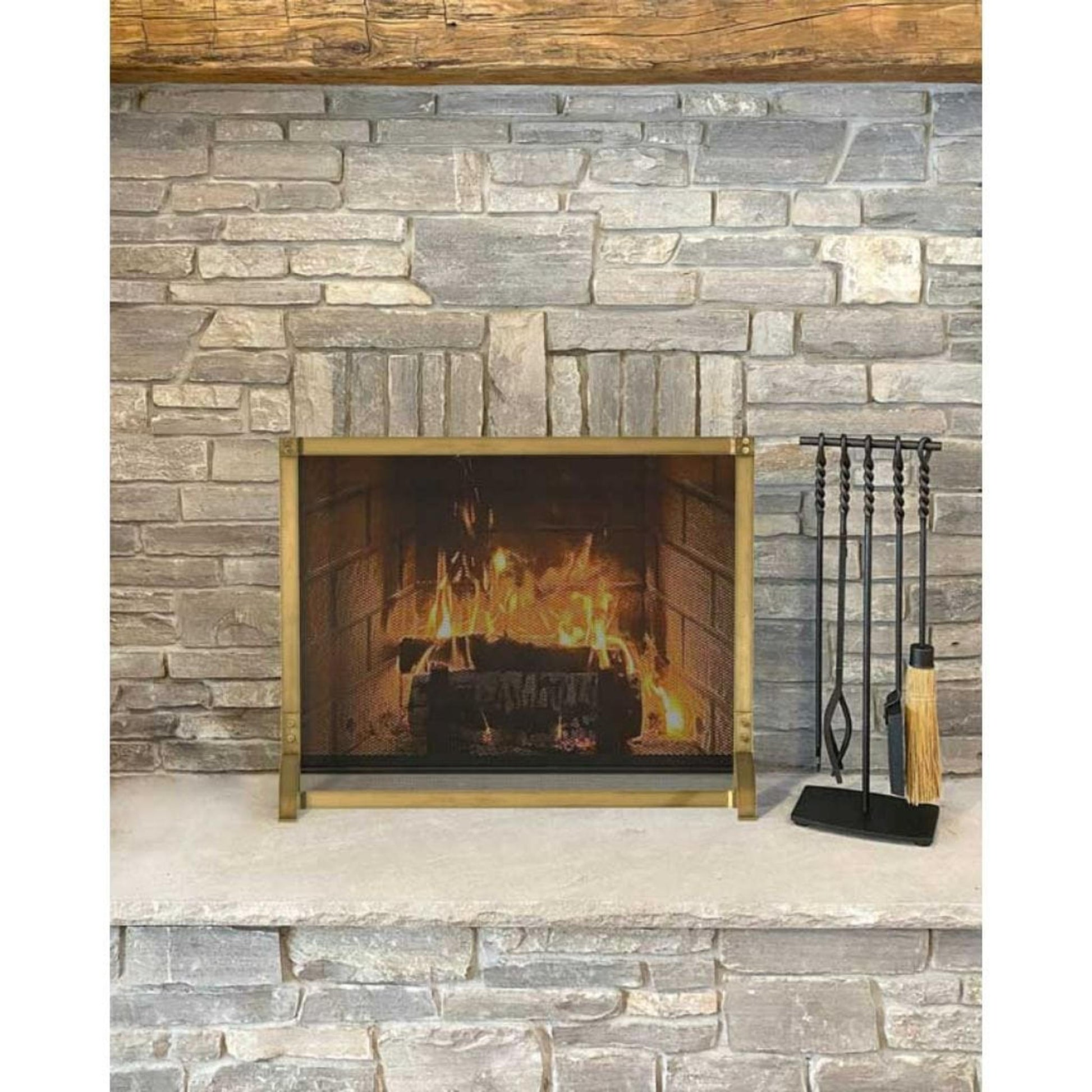 Pilgrim Hurley 39" Burnished Brass Single-Panel Screen