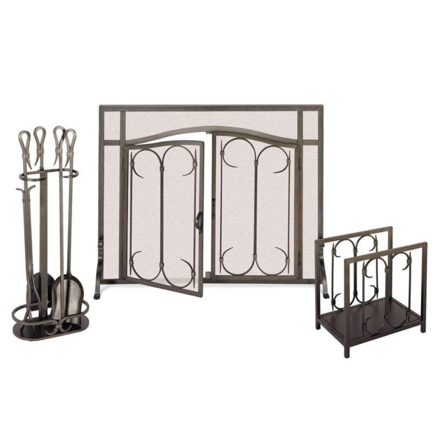 Pilgrim Iron Gate 44" Burnished Black Arch Top Door Screen