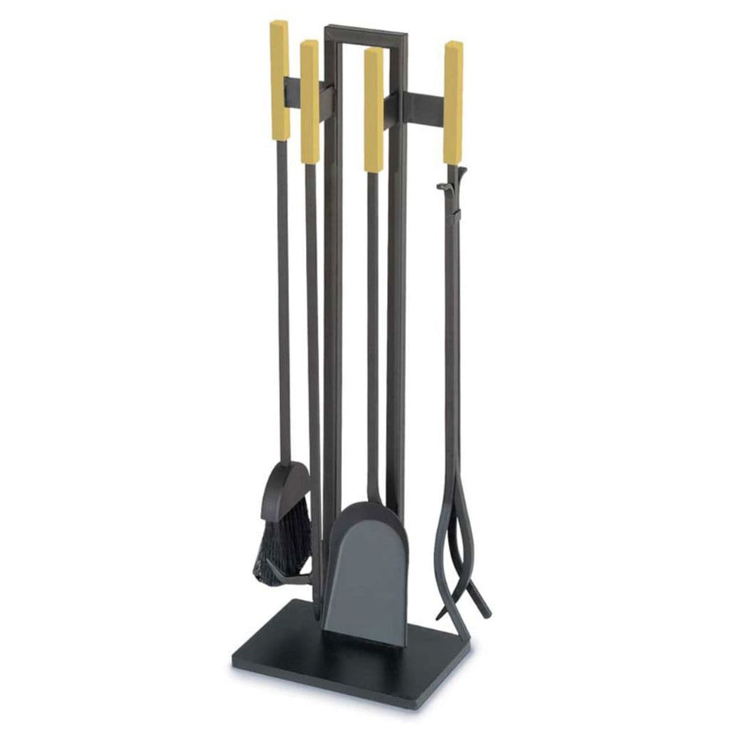 Pilgrim Modern 31" Matte Black 4-Piece Tool Set With Brass Handles