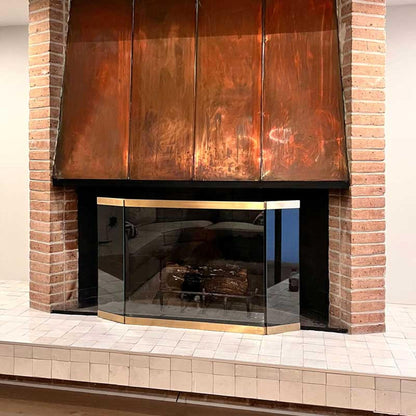 Pilgrim Modern 46" Burnished Brass Glass Tri-Panel Screen