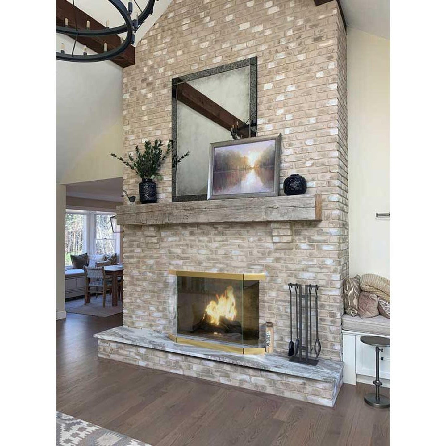 Pilgrim Modern 46" Burnished Brass Glass Tri-Panel Screen