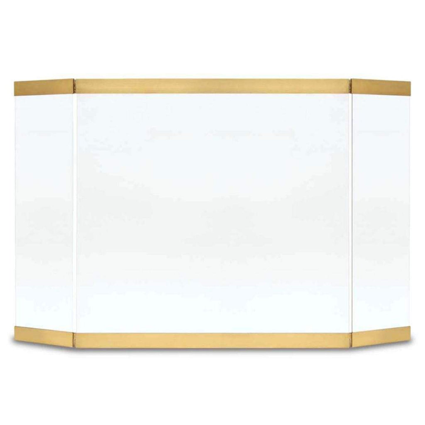 Pilgrim Modern 46" Burnished Brass Glass Tri-Panel Screen