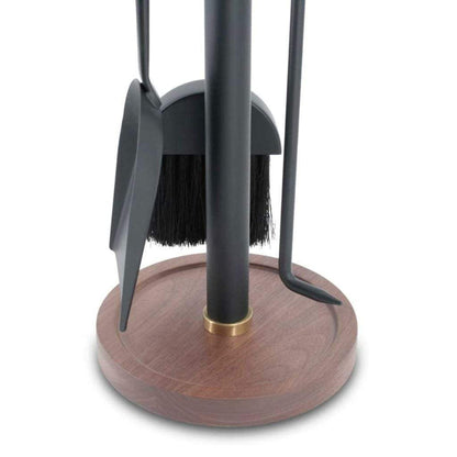 Pilgrim New Haven 34" Black Brass Walnut Handle Tool Set