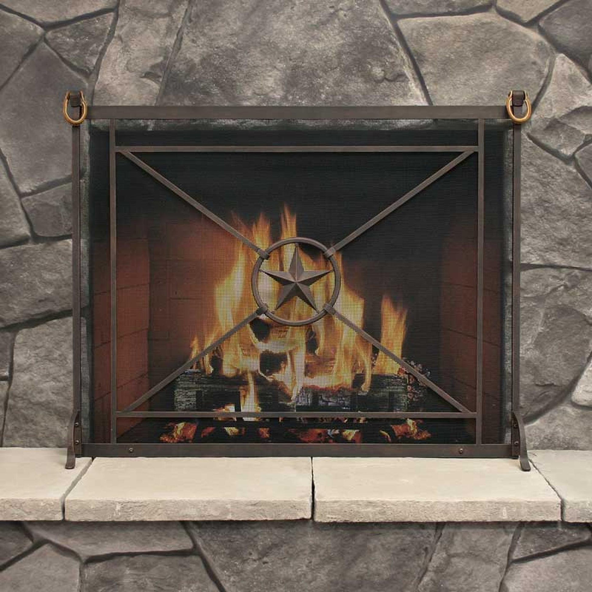 Pilgrim Western Star 40" Distressed Bronze Single-Panel Screen