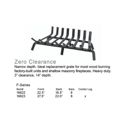 Pilgrim Zero Clearance F-Series 28" Matte Black Grate