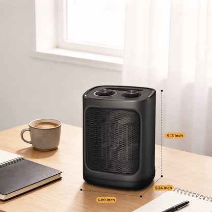 R.W.FLAME Black 1500W Electric Heater With Adjustable Thermostat