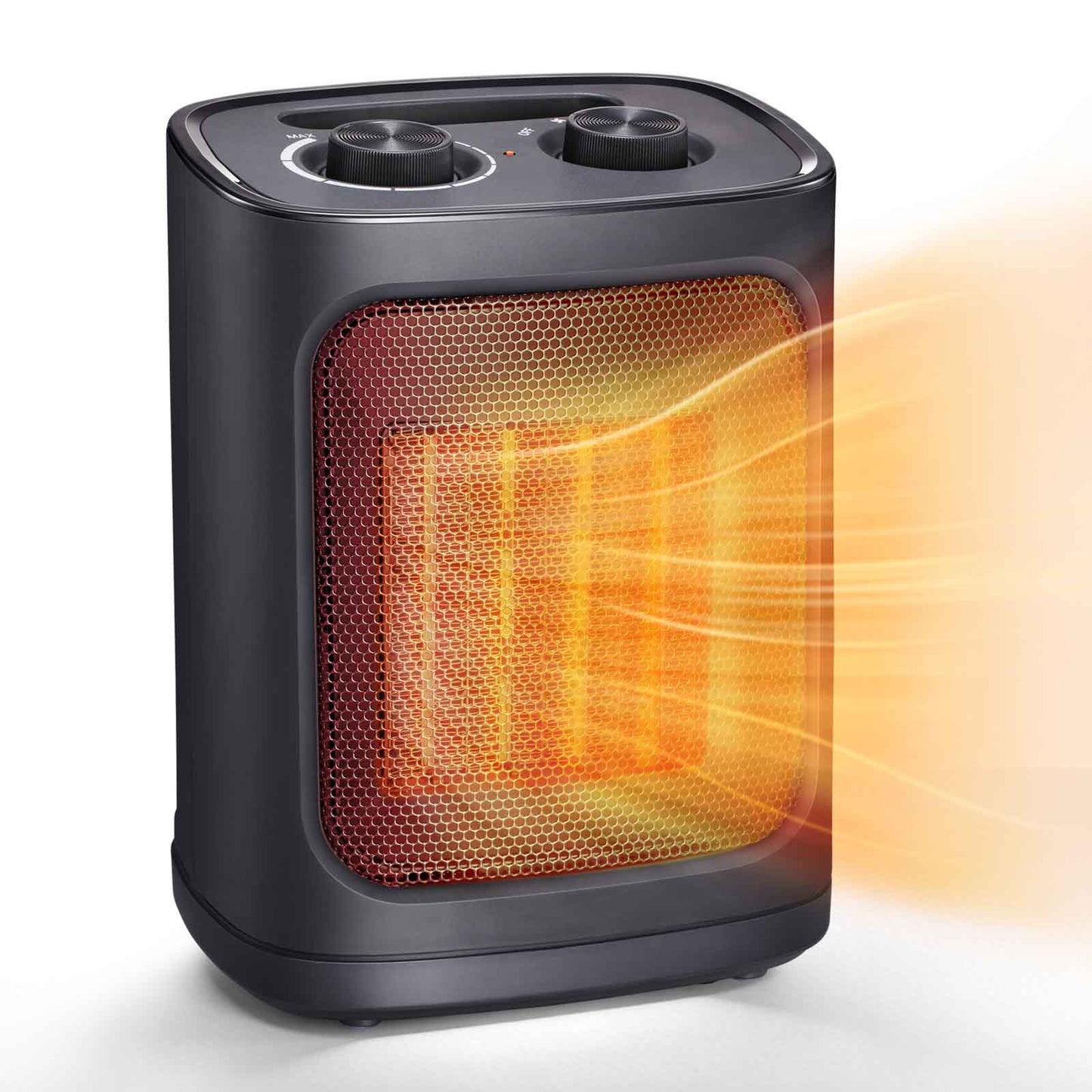 R.W.FLAME Black 1500W Electric Heater With Adjustable Thermostat