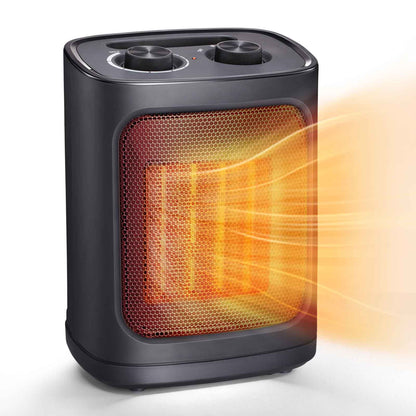 R.W.FLAME Black 1500W Electric Heater With Adjustable Thermostat