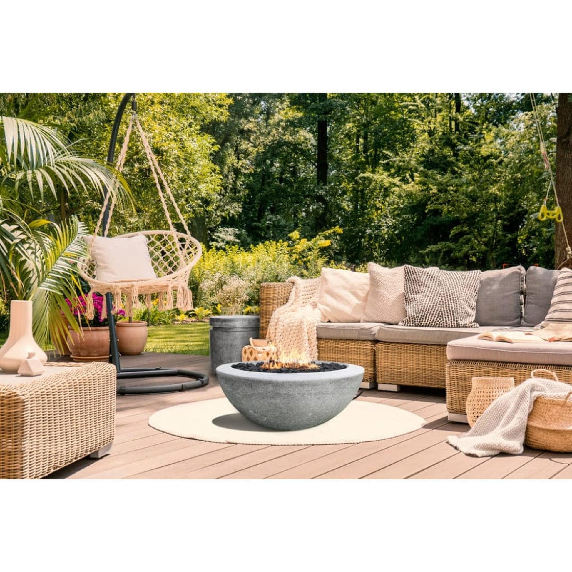 Prism Hardscapes 29" Natural Moderno 2 Round Concrete Propane Fire Pit Bowl