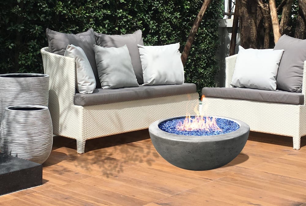 Prism Hardscapes 29" Ultra White Moderno 2 Round Concrete Natural Gas Fire Pit Bowl