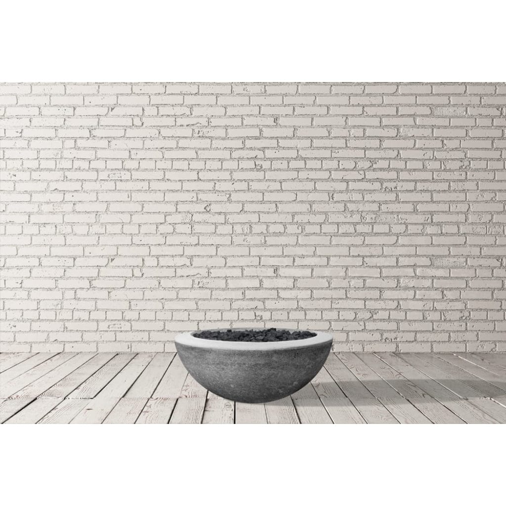Prism Hardscapes 29" Ultra White Moderno 2 Round Concrete Propane Fire Pit Bowl