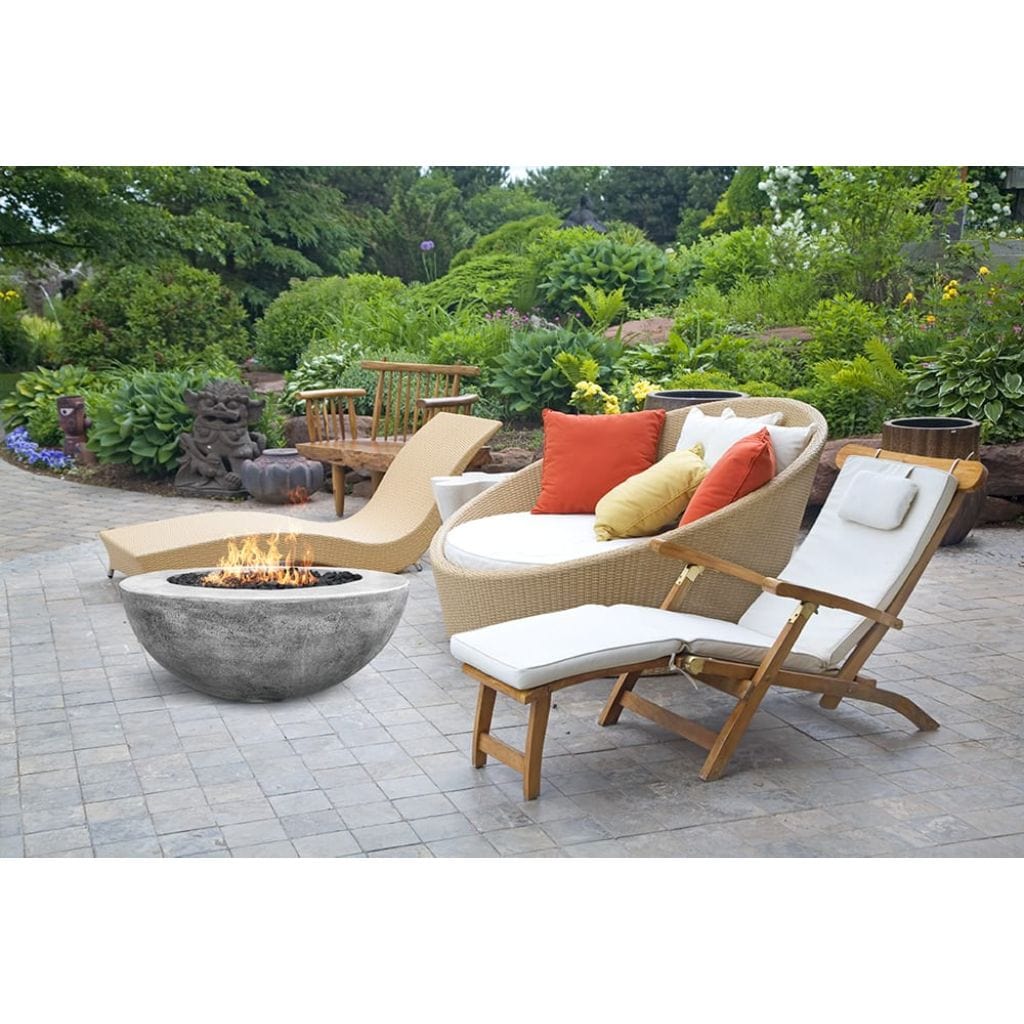 Prism Hardscapes 36" Ultra White Moderno 5 Round Concrete Natural Gas Fire Pit Bowl