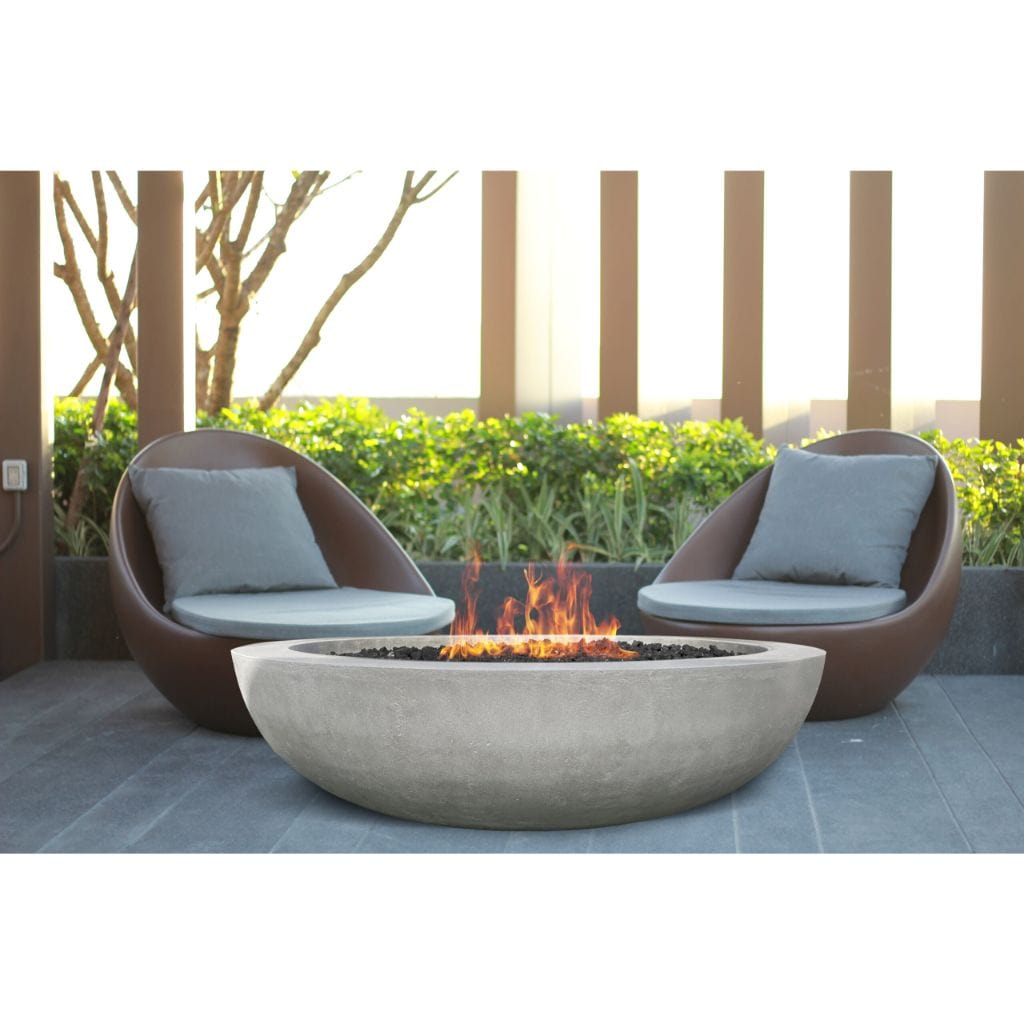 Prism Hardscapes 70" Pewter Moderno 70 Round Match Lit Ignition Concrete Propane Fire Pit Bowl