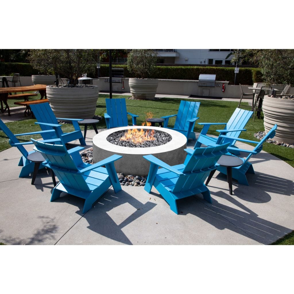 Prism Hardscapes 80" Ultra White Rotondo 80 Round Electronic Ignition Concrete Natural Gas Fire Pit Bowl