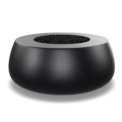 Prism Hardscapes Dune 42" Ebony Round Liquid Propane Concrete Fire Pit Bowl