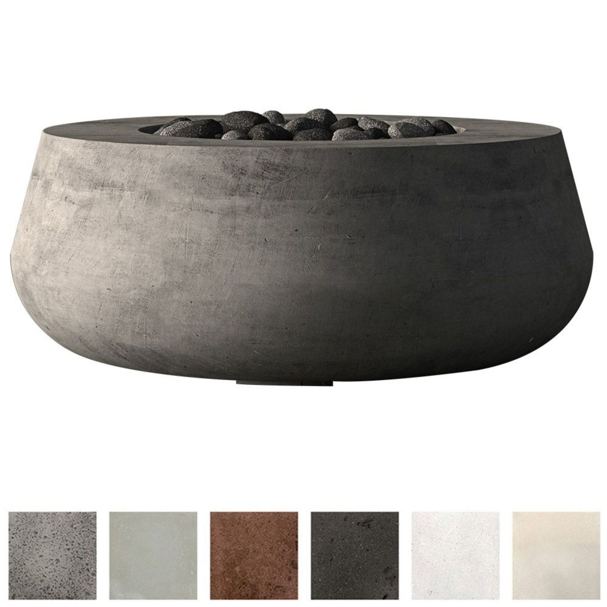 Prism Hardscapes Dune 42" Pewter Round Liquid Propane Concrete Fire Pit Bowl