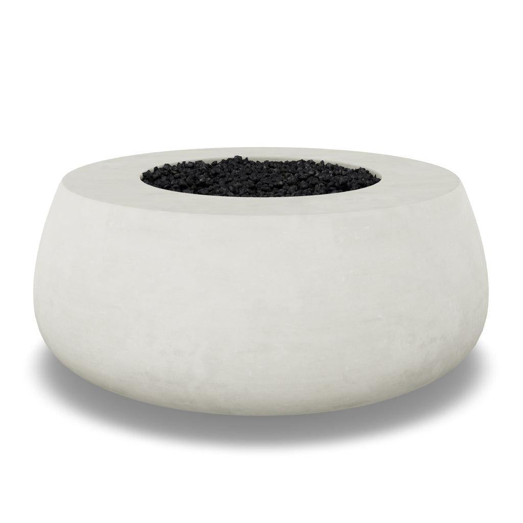 Prism Hardscapes Dune 42" Ultra White Round Liquid Propane Concrete Fire Pit Bowl