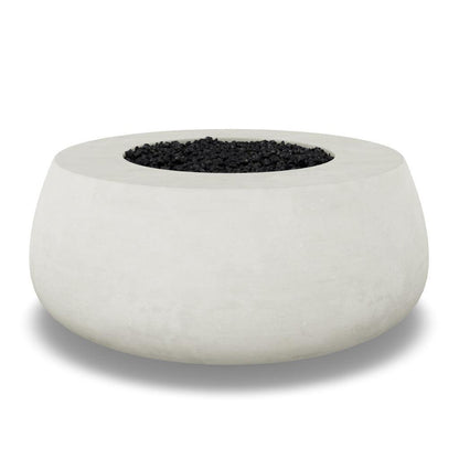 Prism Hardscapes Dune 42" Ultra White Round Liquid Propane Concrete Fire Pit Bowl