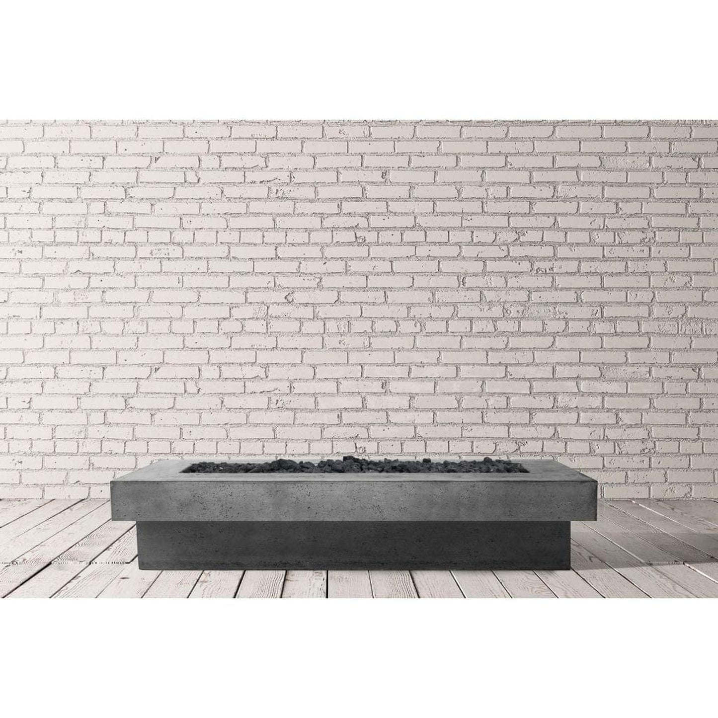 Prism Hardscapes Elevate 80" Ultra White Rectangular Glass Fiber Reinforced Cement Liquid Propane Fire Pit Table