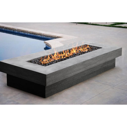 Prism Hardscapes Elevate 80" Ultra White Rectangular Glass Fiber Reinforced Cement Liquid Propane Fire Pit Table