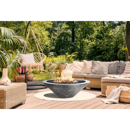 Prism Hardscapes Embarcadero 48" Ebony Round Concrete Propane Gas Fire Pit Bowl