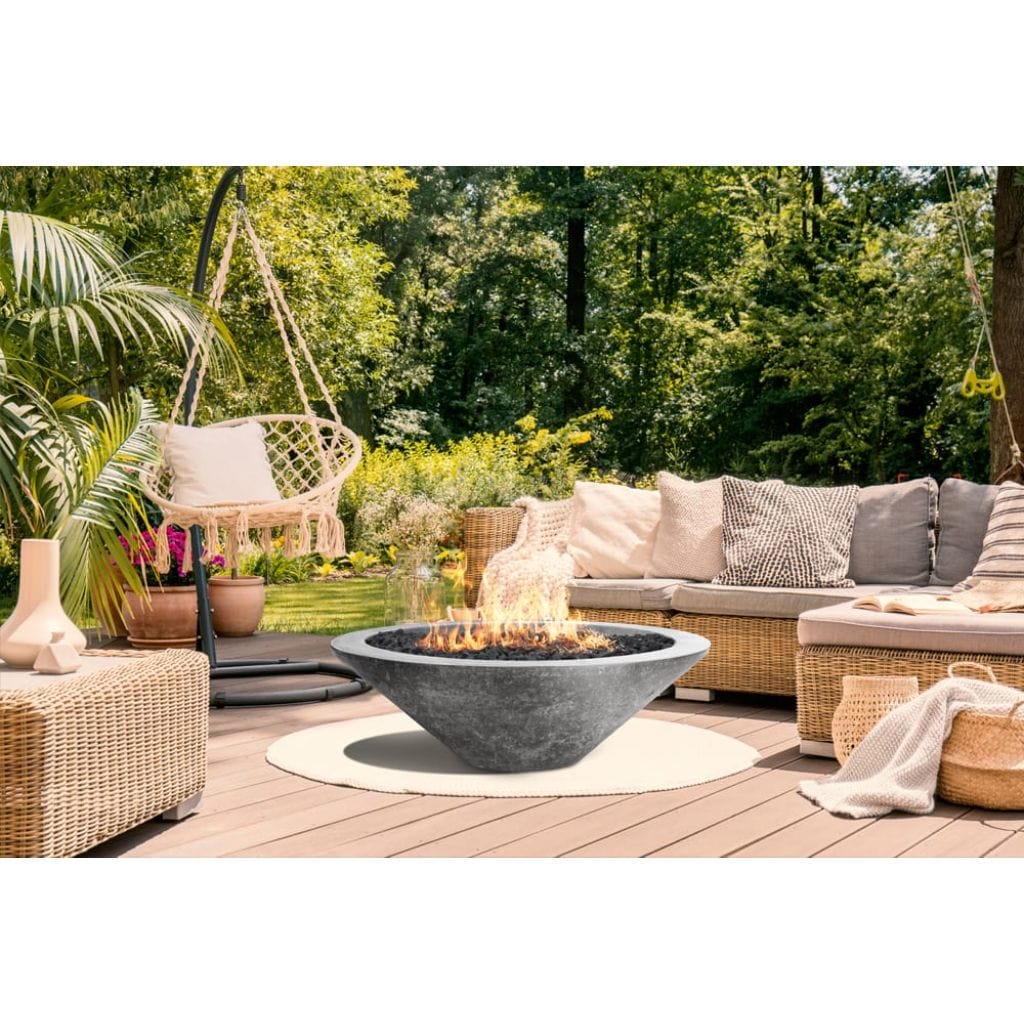 Prism Hardscapes Embarcadero 48" Ultra White Round Concrete Natural Gas Fire Pit Bowl