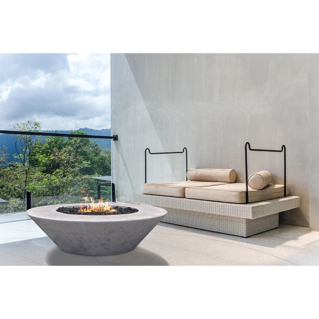Prism Hardscapes Embarcadero 60 60" Ultra White Round Concrete Propane Gas Fire Pit Bowl