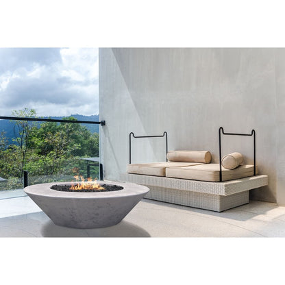 Prism Hardscapes Embarcadero 60 60" Ultra White Round Concrete Propane Gas Fire Pit Bowl