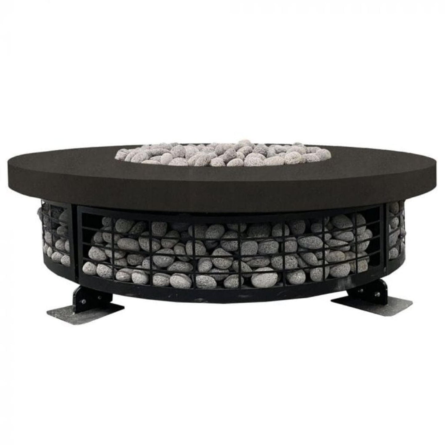Prism Hardscapes Fuego 54" Ebony Round Concrete Natural Gas Fire Pit Table