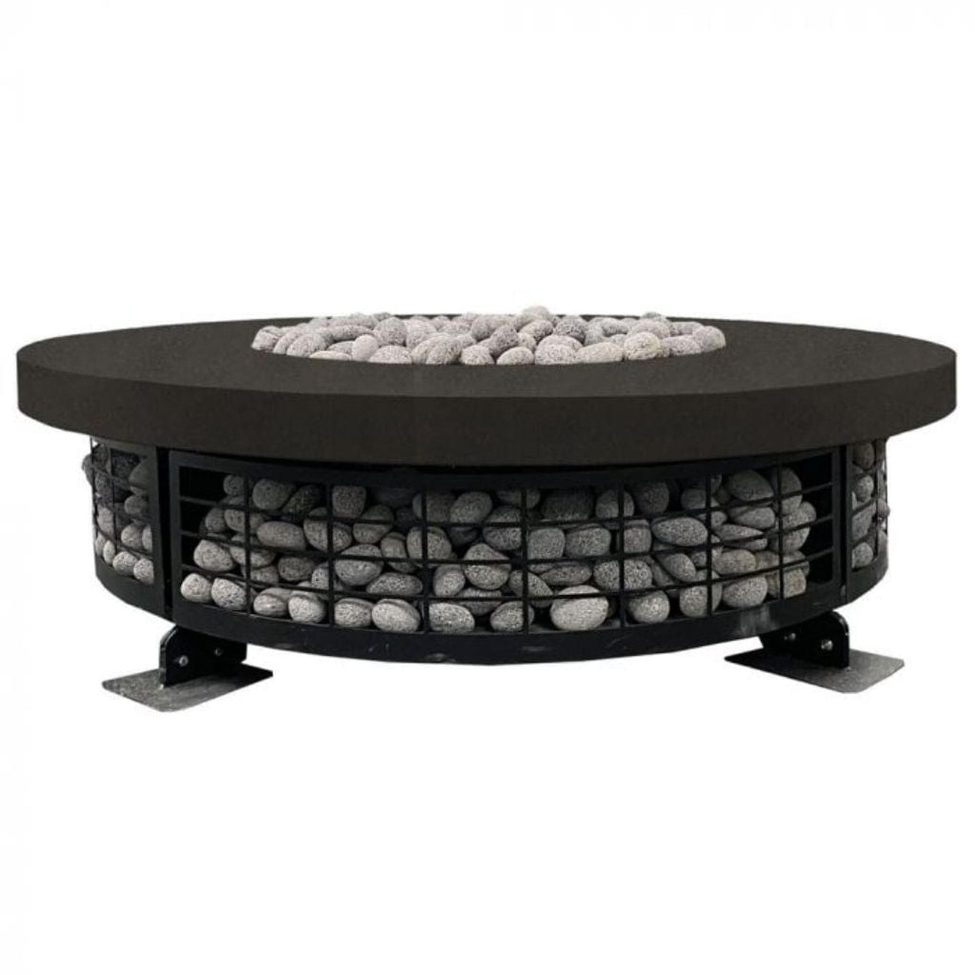Prism Hardscapes Fuego 54" Ebony Round Concrete Natural Gas Fire Pit Table